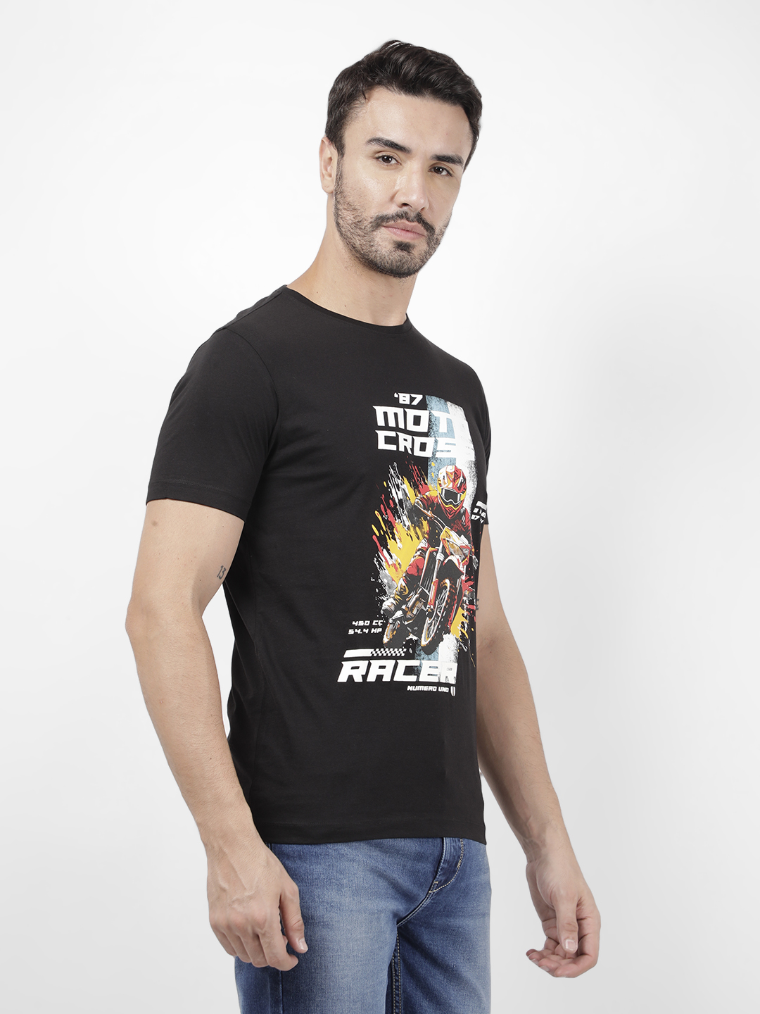 Numero Uno Men Graphic Print Black T-Shirt